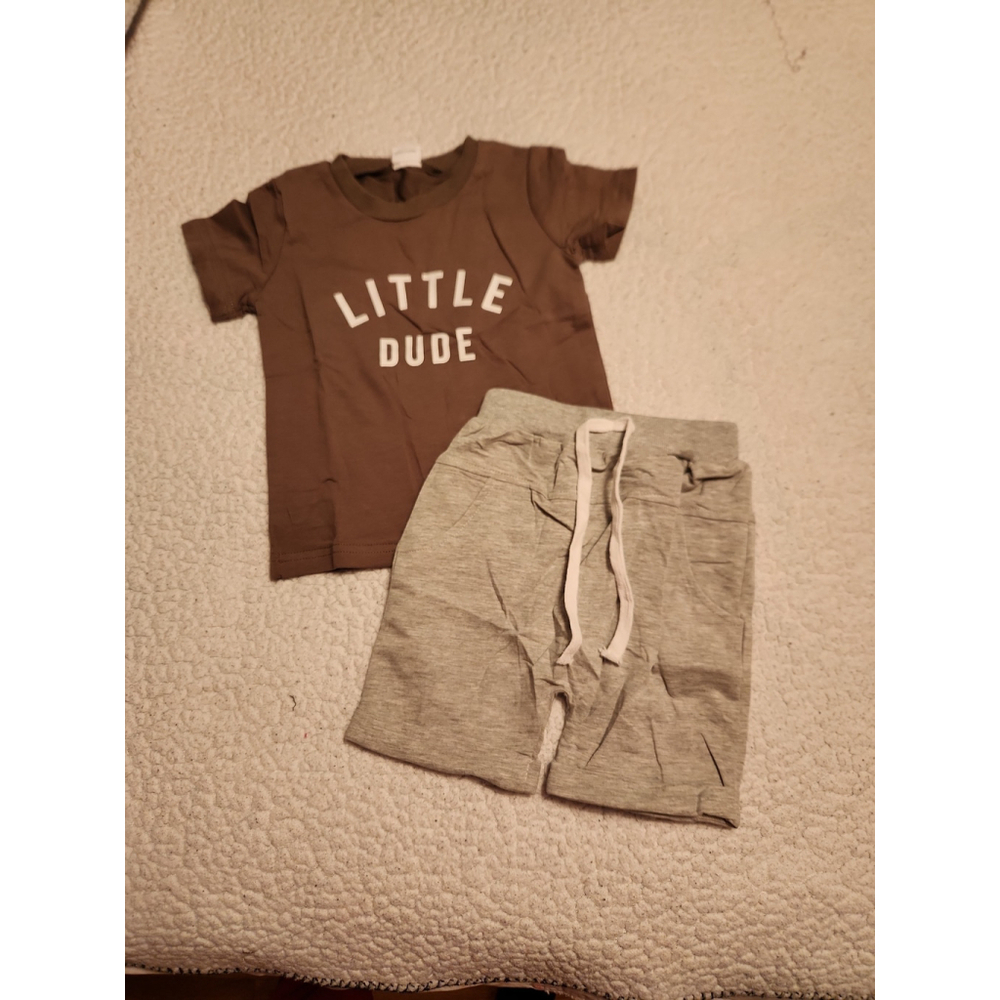 Amazing Baby Little dude cotton blend T-shirt and shorts set 18-24 months